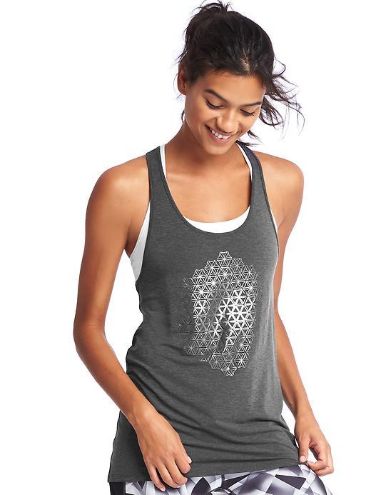 Gap Women Gapfit Breathe Print Racerback Tank - Charcoal Gray