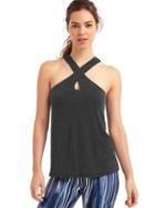 Gap Women Gapfit Breathe Keyhole Shelf Tank - Charcoal Gray