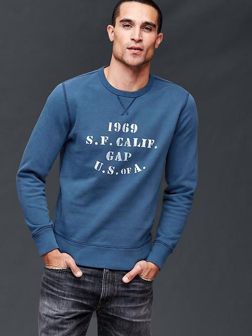 Gap Men Logo Graphic Pullover Sweatshirt - Military Blue