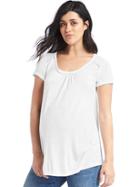 Gap Women Shirred Short Sleeve Scoop Tee - White