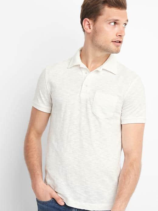 Gap Women Slub Jersey Polo - New Off White