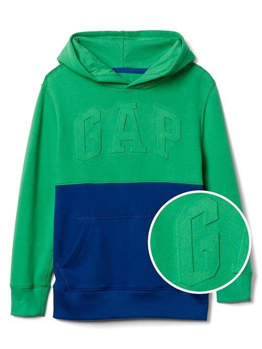 Gap Women Embossed Logo Colorblock Pullover Hoodie - Parrot Green 385