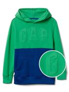 Gap Women Embossed Logo Colorblock Pullover Hoodie - Parrot Green 385