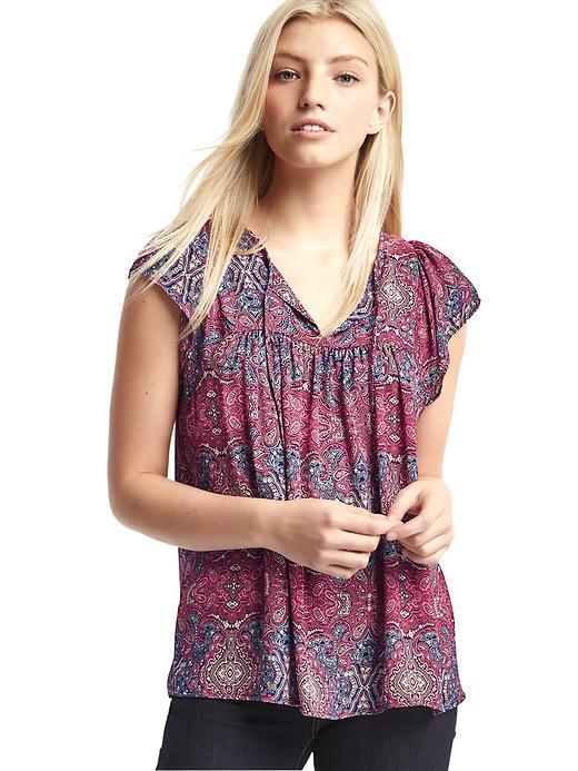 Gap Paisley Flutter Sleeve Blouse - Pink Print