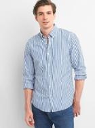 Gap True Wash Poplin Bengal Stripe Slim Fit Shirt - Admiral Blue