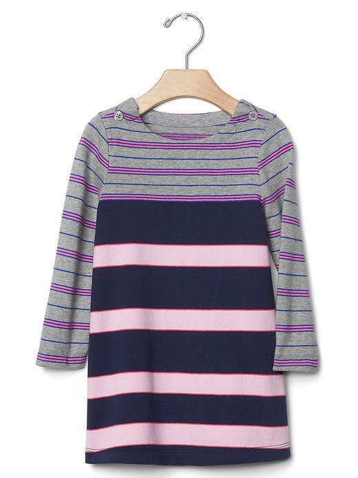 Gap Stripe Button Sweatshirt Dress - Pink Stripe