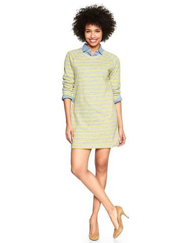 Gap Marled Stripe Sweatshirt Dress - Yellow Stripe