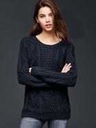Gap Women Cable Knit Pullover Sweater - New Classic Navy