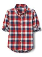 Gap Check Double Woven Convertible Shirt - Modern Red