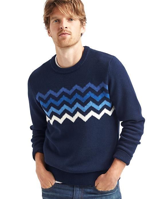 Gap Men Chest Chevron Crew Sweater - Navy