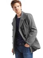 Gap Men Wool Peacoat - New Heather Grey