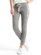 Gap Women X Red Drawstring Leggings - Grey Marl