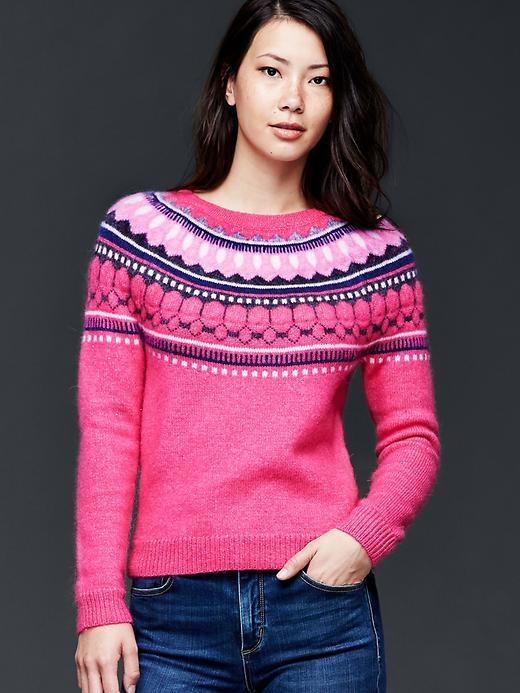 Gap Women Circular Fair Isle Sweater - Bright Pink
