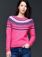 Gap Women Circular Fair Isle Sweater - Bright Pink
