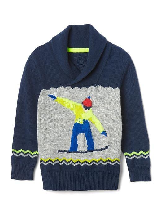 Gap Intarsia Ski Shawl Sweater - Elysian Blue