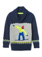Gap Intarsia Ski Shawl Sweater - Elysian Blue