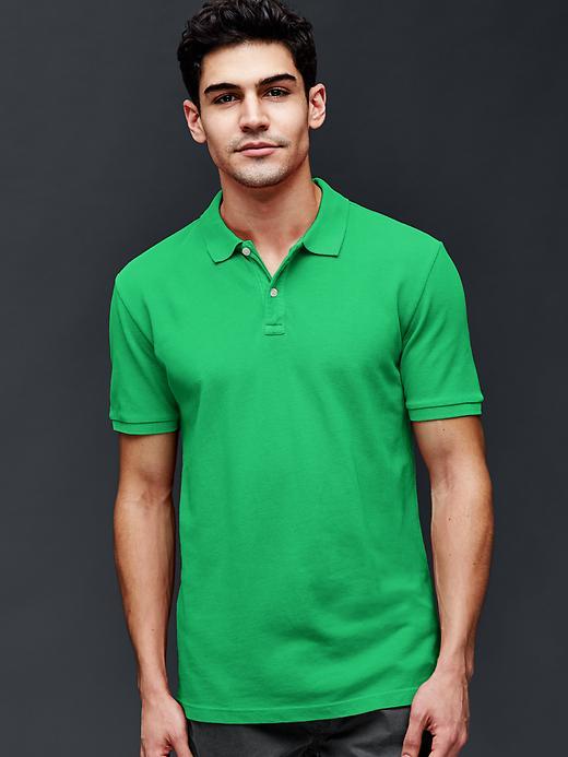Gap Men Solid Pique Polo - Lush Green