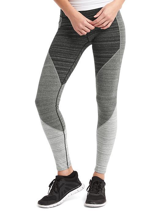 Gap Women Gfast Performance Cotton Colorblock Leggings - Black Space Dye