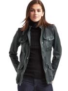 Gap Women Leather Utility Moto Jacket - Dark Night