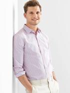 Gap Men Poplin Stripe Slim Fit Shirt - Blue & Pink Stripe