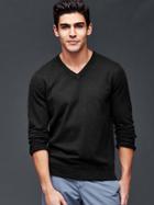 Gap Men Cotton V Neck Sweater - Black