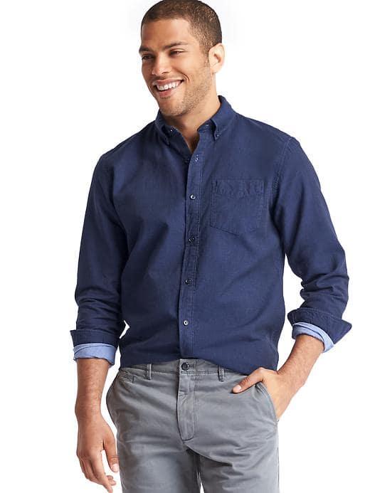 Gap Men Double Face Dobby Standard Fit Shirt - Navy