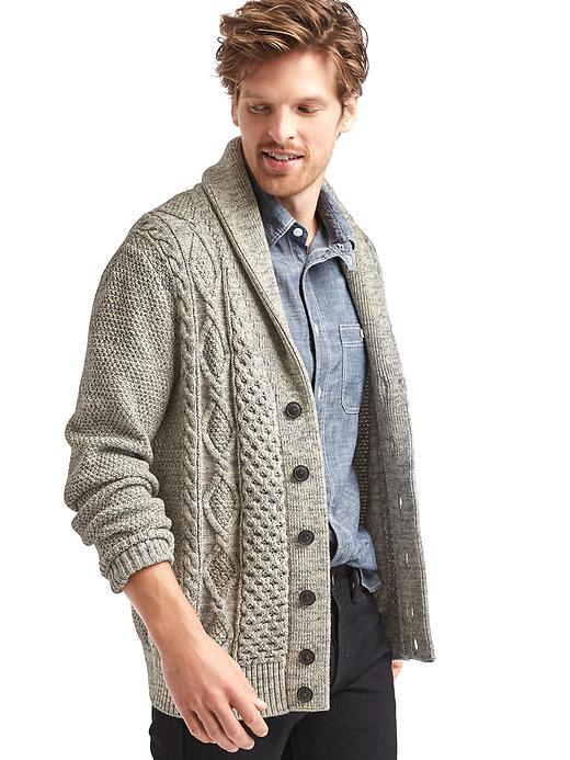 Gap Men Cable Knit Button Cardigan - Light Gray
