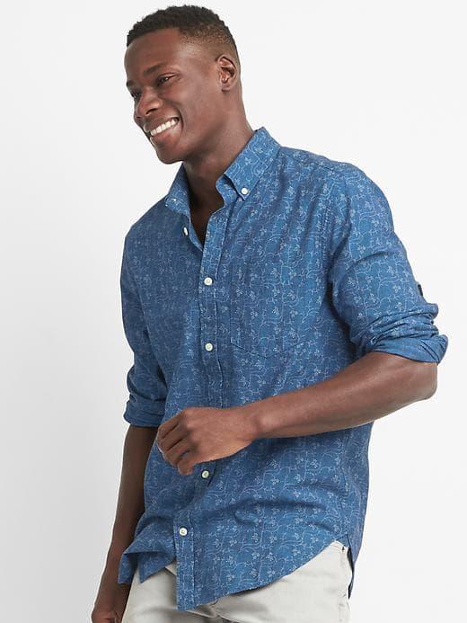 Gap Men Denim Floral Standard Fit Shirt - Floral Print