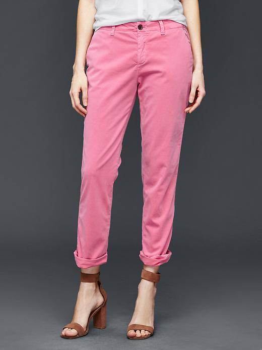 Gap Women Twill Stripe Girlfriend Chino - Palm Springs Pink