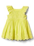 Gap Print Eyelet Flutter Dress - Fresh Yellow