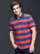 Gap Men Color On Color Rugby Stripe Pique Polo - Red Stripe