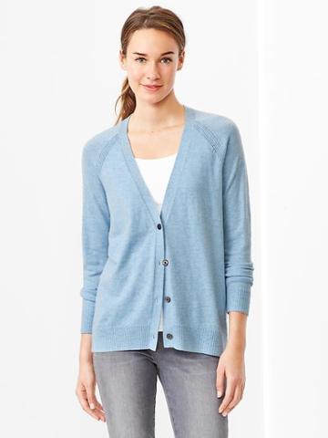 Gap Eversoft V Neck Cardigan - Light Blue