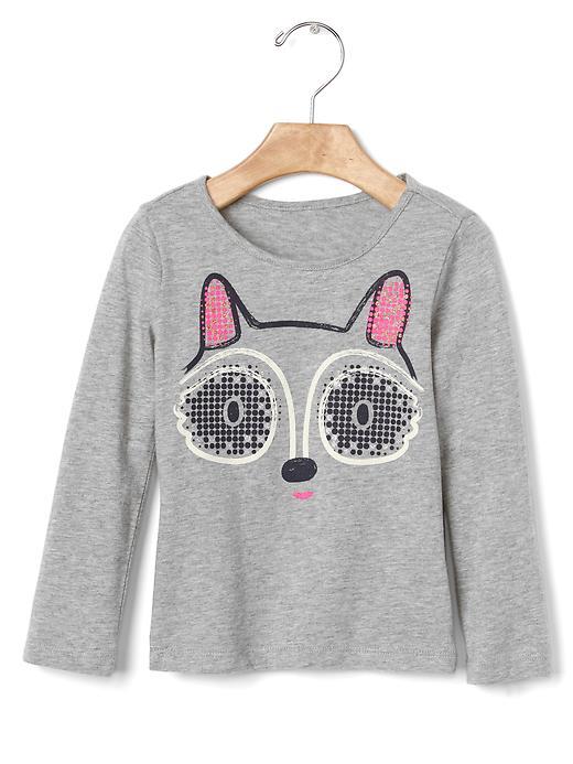 Gap Glitter Graphic Long Sleeve Tee - Racoon