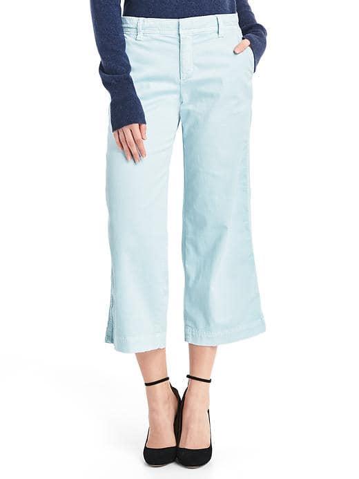 Gap Women Wide Leg Crop Chinos - Button Down Blue