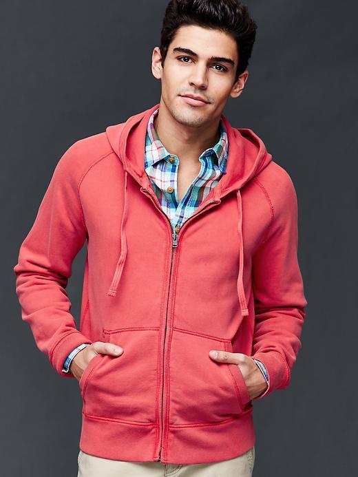 Gap Men Solid Baseball Zip Hoodie - Weathered Red