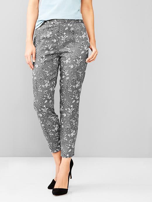 Gap Women Printed Tencel Jogger Pants - Light Gray Floral