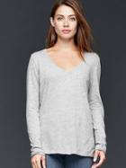 Gap Vintage Relaxed V Neck Tee - Heather Grey