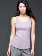 Gap Women Lace Trim Ribbed Tank - Lilac Stone