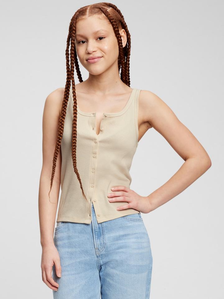 Teen Button Tank Top