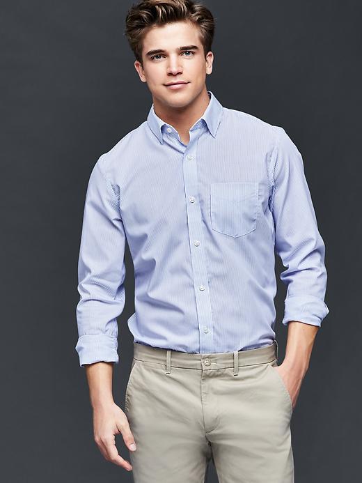 Gap Men Wrinkle Resistant Pinstripe Shirt - Imperial Blue
