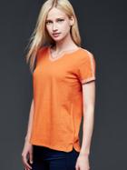 Gap Women Embroidered Linen Tee - Orange Blaze