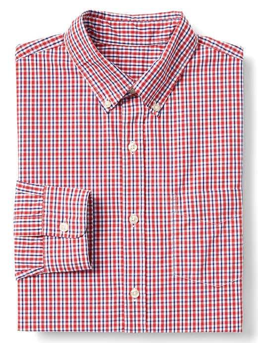 Gap Women True Wash Poplin Tattersall Slim Fit Shirt - Weathered Red