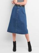 Gap Women High Rise A Line Denim Skirt - Medium Indigo