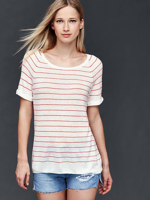 Gap Women Raglan Stripe Sweater - Red Stripe