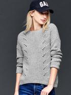 Gap Marled Open Knit Cable Sweater - Sunny Grey