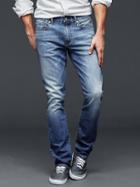 Gap Men 1969 Skinny Fit Jeans Worn Deep Blue Wash - Worn Medium Blue