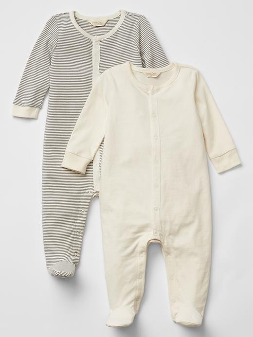 Gap Organic Stripe Sleep One Piece 2 Pack - Ivory Frost