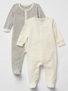 Gap Organic Stripe Sleep One Piece 2 Pack - Ivory Frost