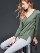 Gap Women Seamed V Neck Pullover Sweater - Cool Olive