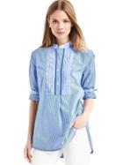 Gap Women Stripe Band Collar Tunic - Blue Stripe